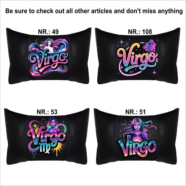 VIRGO - 1 Paar Auto Nackenkissen 20x30cm Nackenpolster mit Druck Astrologie ZODIAC STERNZEICHEN HOROSCOPE
